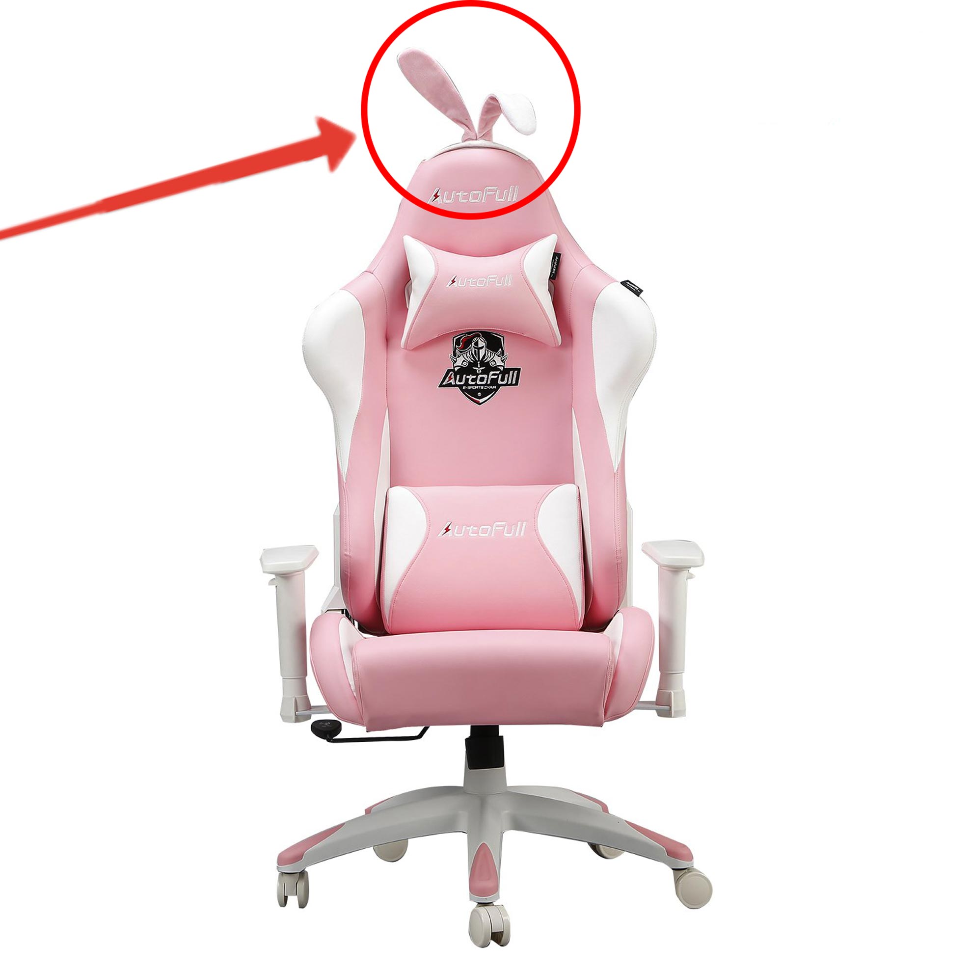 Pink And White Gaming Chair with Bunny Ears